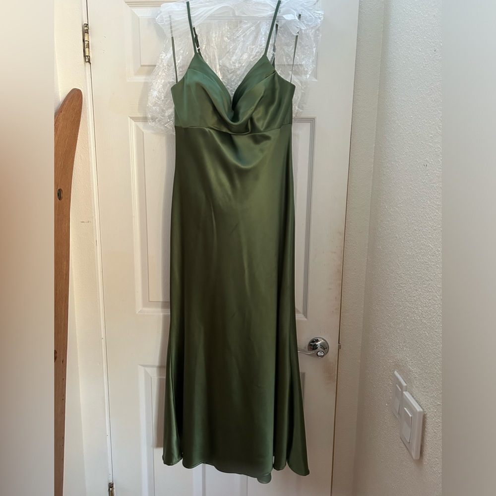 Sage Green Satin Bridesmaid Dress